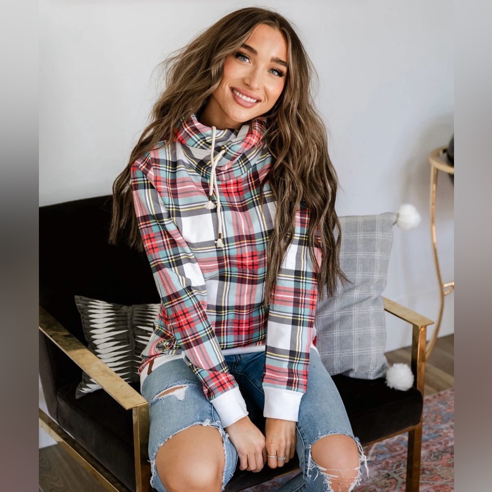 Ampersand Ave Christmas Plaid Small Cozy Women’s Hoodie